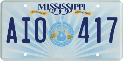 MS license plate AIO417