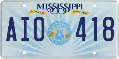 MS license plate AIO418