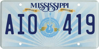 MS license plate AIO419