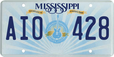 MS license plate AIO428