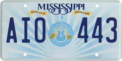 MS license plate AIO443