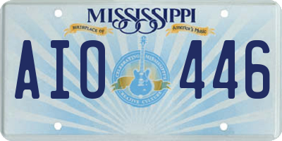 MS license plate AIO446