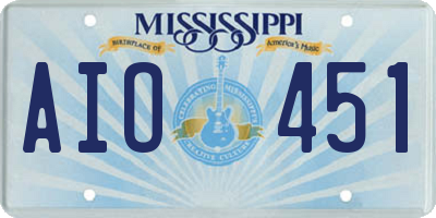 MS license plate AIO451