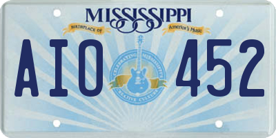 MS license plate AIO452