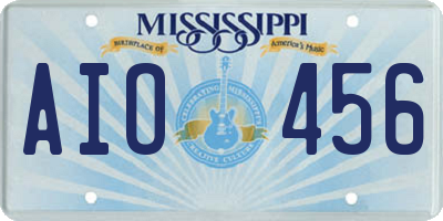 MS license plate AIO456