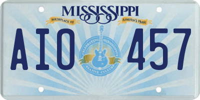 MS license plate AIO457
