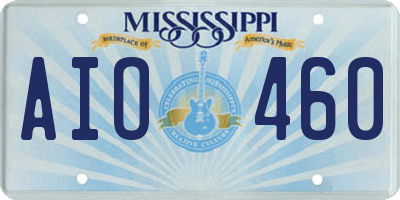 MS license plate AIO460