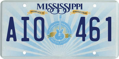 MS license plate AIO461