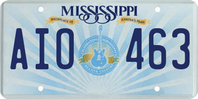 MS license plate AIO463