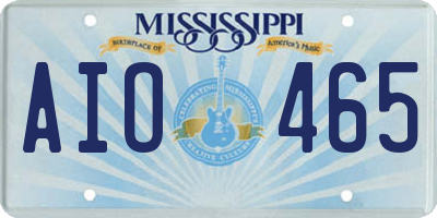 MS license plate AIO465