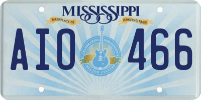 MS license plate AIO466