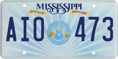 MS license plate AIO473