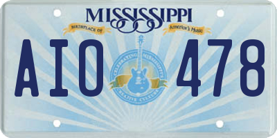 MS license plate AIO478