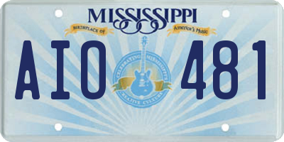 MS license plate AIO481