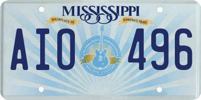 MS license plate AIO496