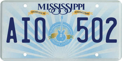 MS license plate AIO502