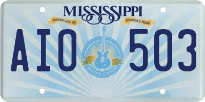 MS license plate AIO503