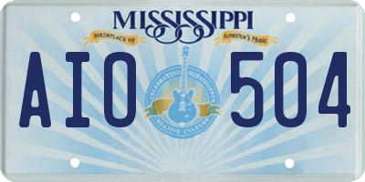 MS license plate AIO504