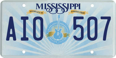 MS license plate AIO507