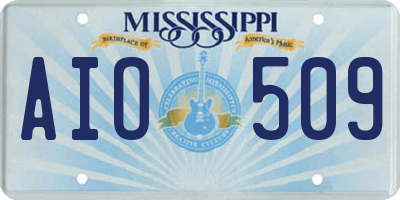 MS license plate AIO509