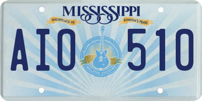 MS license plate AIO510