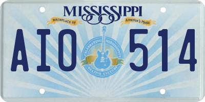 MS license plate AIO514