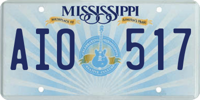 MS license plate AIO517