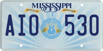 MS license plate AIO530