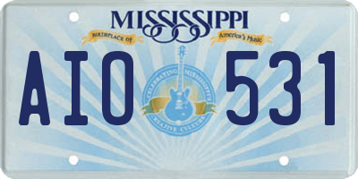 MS license plate AIO531