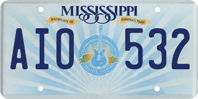 MS license plate AIO532