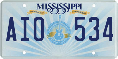 MS license plate AIO534