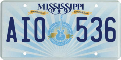 MS license plate AIO536