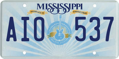MS license plate AIO537