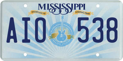 MS license plate AIO538