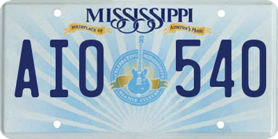 MS license plate AIO540