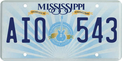 MS license plate AIO543