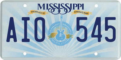 MS license plate AIO545