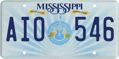 MS license plate AIO546
