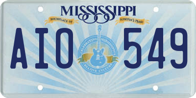 MS license plate AIO549