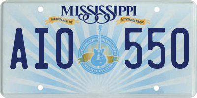 MS license plate AIO550