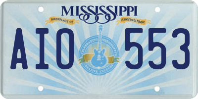 MS license plate AIO553