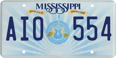 MS license plate AIO554