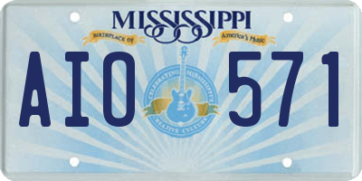 MS license plate AIO571