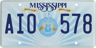 MS license plate AIO578