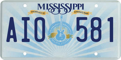 MS license plate AIO581