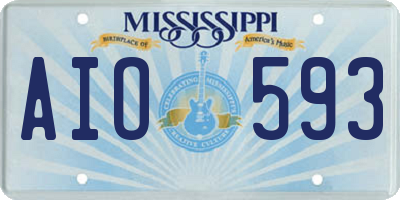 MS license plate AIO593