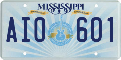 MS license plate AIO601