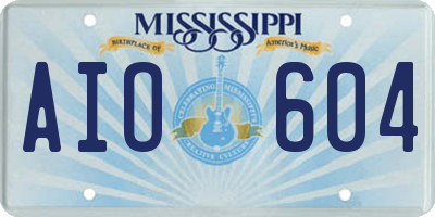 MS license plate AIO604