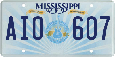 MS license plate AIO607