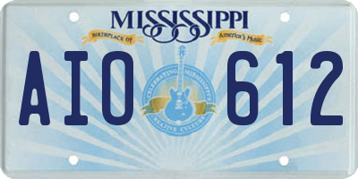 MS license plate AIO612